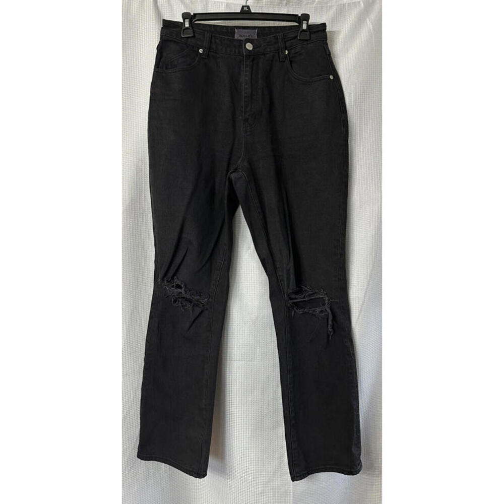 Rollas Original High Rise Straight Womens Distressed Black Jeans Size 30 EUC